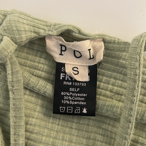 POL Green Ribbed Crop Boho Festival Coachella Summer Spring Beach Top Size Small - Picture 5 of 5